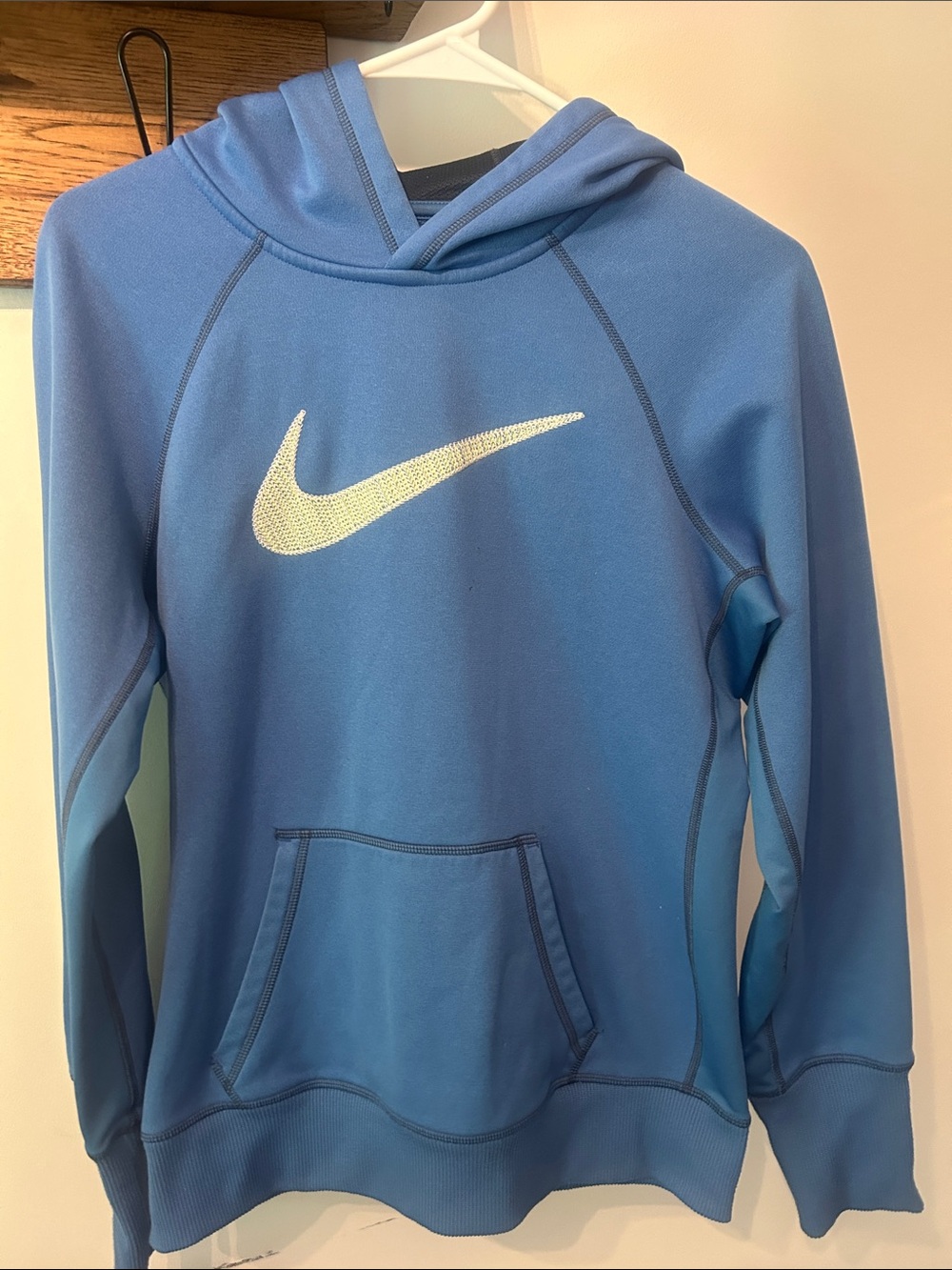 Nike Woman’s Blue Hooded Sweatshirt with White Swoosh